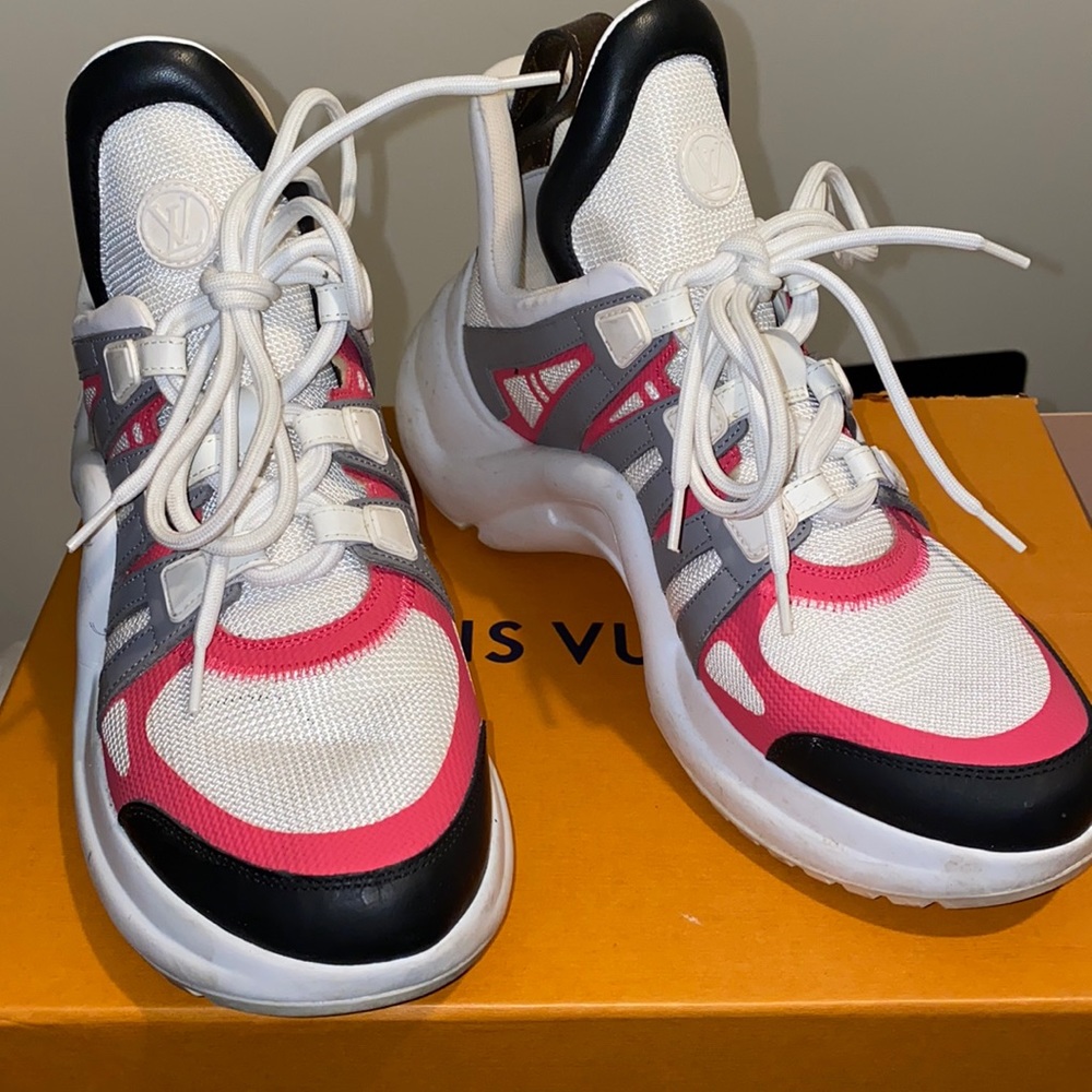 Pink & White Louis Vuitton sneakers